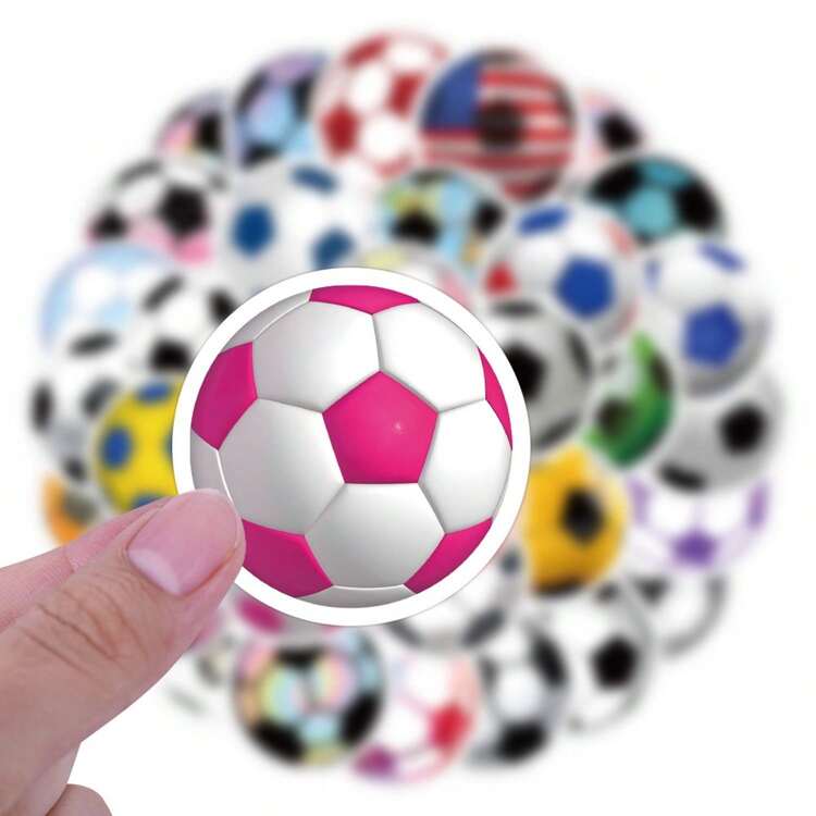 60pcs Waterproof Soccer Stickers For Water Bottles, Laptops, And More - Perfect Gifts For Soccer Fans! - Multicolor - View 6
