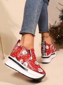 女士厚底休闲厚底运动鞋，时尚百搭修身显高外观一脚蹬轻便舒适鞋 - 彩色 - 查看 5