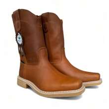 BOTA ESTILO CHOOPER VAQUERA CON ARGOLLAS EN PIEL RODEO CABALLERO MOTOCICLETA CON SUELA ANTI DERRAPE DE HULE - Naranja Quemada - Ver 9