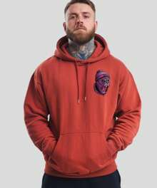 Men's Hoodie With "GORILLA FACE" Design - Red - View 2