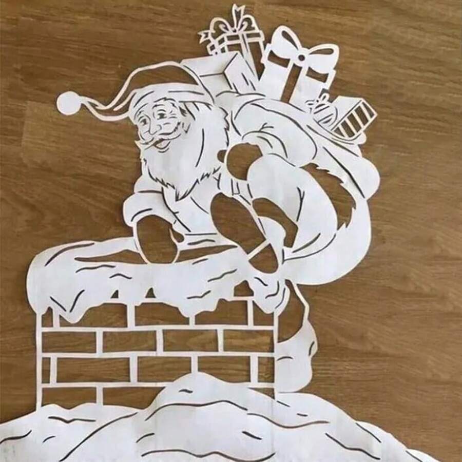 1pc Khuôn cắt kim loại hình ông già Noel Giáng sinh, Đồ thủ công tự làm Giáng sinh Ông già Noel Sổ lưu niệm Thẻ giấy Cắt Khuôn cắt Khuôn cắt cho DIY Dập nổi Thẻ làm sách Thẻ giấy trang trí - Bạc - Xem 1