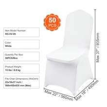 50Pcs White Stretch Spandex Folding Chair Covers, Universal Fitted Chair Cover, Removable Washable Protective Slipcovers, For Wedding, Holiday, Banquet, Party, Celebration, Dining, Christmas Decor - 白色 - 查看 7