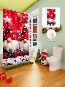 1/2/3/4 Pieces Three Christmas Gnomes Pattern Digital Printed Waterproof Shower Curtain, Bathroom Set, Bathroom Non-Slip Mat, Toilet U-Mat, Toilet Cover, Comes With 12 Hooks And 1 Shower Globe, Perfect Christmas Gift For Yourself And Your Family, Multiple Sizes Available! Home Bathroom Decor Fall Decor Bathroom Accessories Back To School