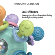 1pc Baby Manhattan Ball, Baby Sensory Teething & Grasping Toy, Massaging Textured Rattle Spinning Ball, Infant Training Grip, Teether Gift