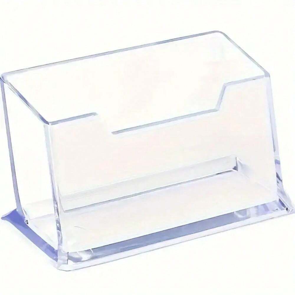 1 Pc Plastic Transparent Business Card Case, Clear Desktop Storage