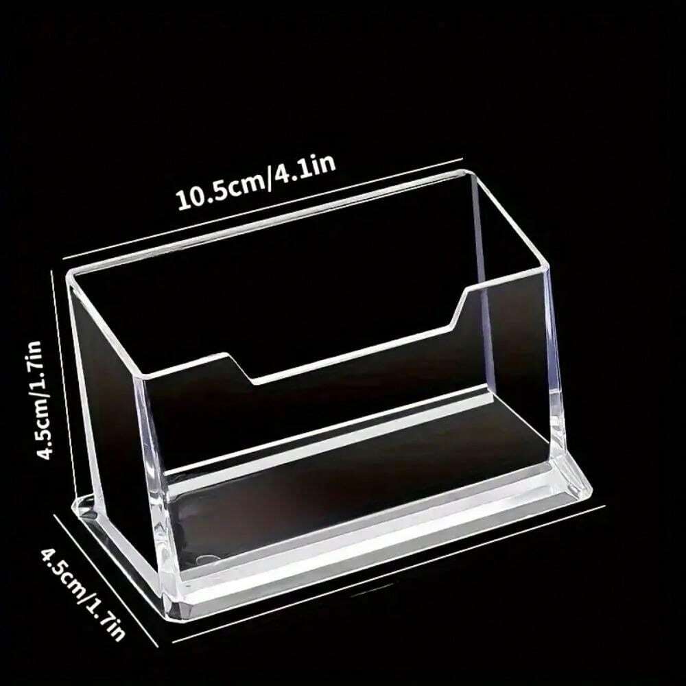 1 Pc Plastic Transparent Business Card Case, Clear Desktop Storage