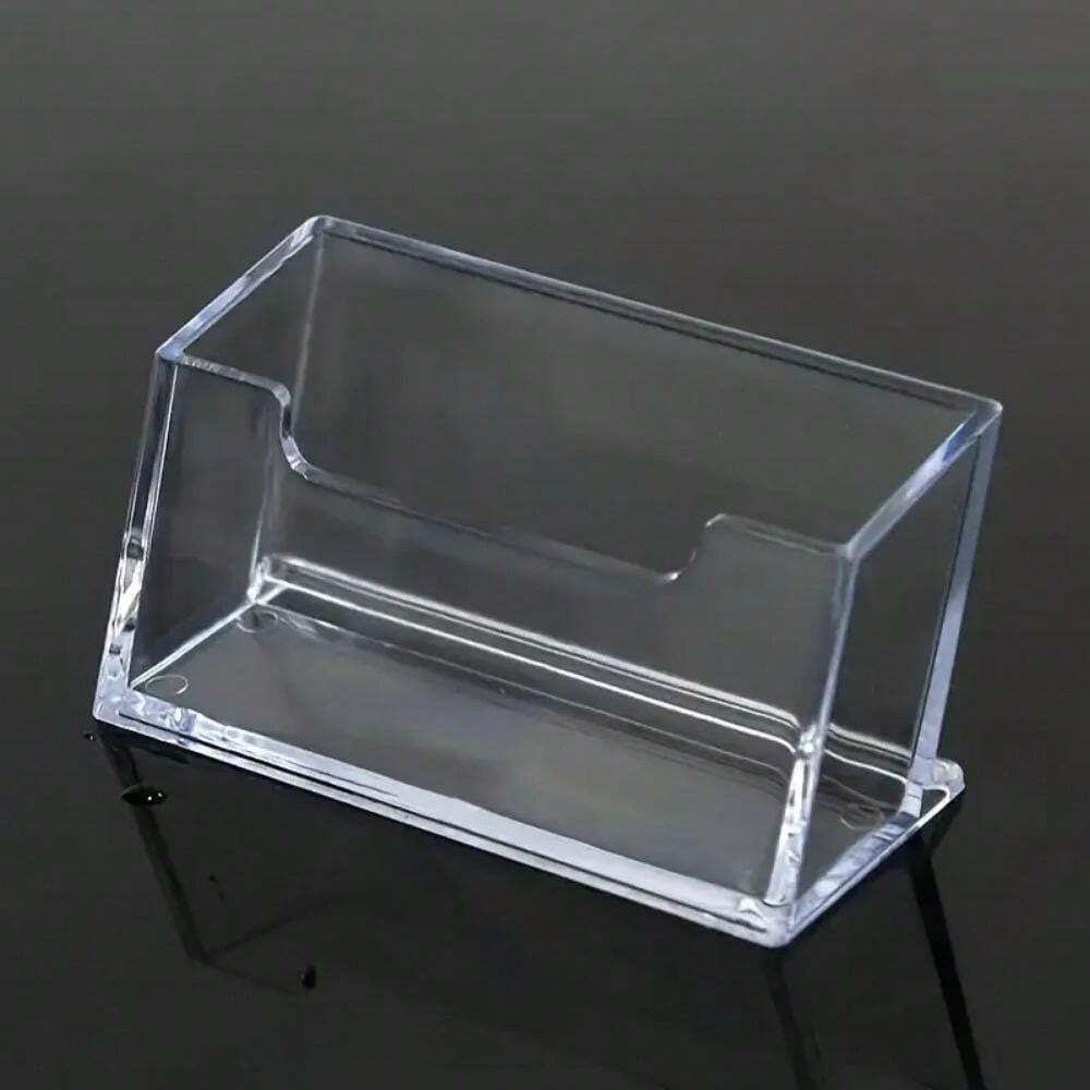 1 Pc Plastic Transparent Business Card Case, Clear Desktop Storage