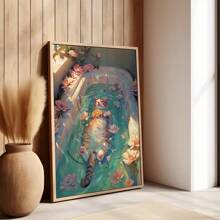 一套 1 件，浴室里的可爱猫咪，猫咪壁画，猫咪海报，小猫印花，时尚猫咪艺术，多巴胺浴室壁画，壁画，帆布海报，帆布墙面装饰 - 彩色 - 查看 9