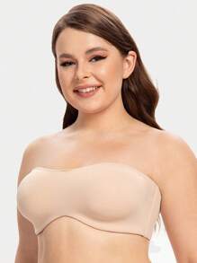 MELENECA Women's Strapless Bra For Large Bust Minimizer Unlined Bandeau With Underwire - 米色 - 查看 4