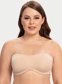 MELENECA Women's Strapless Bra For Large Bust Minimizer Unlined Bandeau With Underwire - 米色 - 查看 1