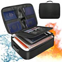 Dokumententasche, 36.14 ∗ 27.4 ∗ 10,4 cm, mit Sicherheitsschloss, Aktentasche, Feuerfeste, Wasserdichte, 7 Fächer, großer Stauraum, zum Aufbewahren und Organisieren wichtiger Dokumente