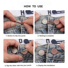 5/10/12 chiếc Đai mở rộng cạp chun co giãn, Khóa mở rộng cạp chun hai lớp cho quần, Nút mở rộng cạp chun có thể điều chỉnh, Chất liệu cao su dành cho cả nam và nữ, Bền (Đen, Xanh lam, Kaki, Xám, Trắng) - Nhiều màu - Xem 10