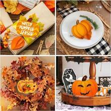 10 miếng gỗ cắt hình quả bí ngô chưa sơn để vẽ, làm đồ thủ công DIY, trang trí Halloween và Lễ Tạ ơn - Đĩa gỗ bí ngô đa năng có lỗ cho Lễ hội thu hoạch và đồ trang trí treo mùa thu - Rỉ Nâu - Xem 5