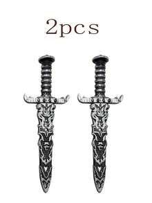 1pc Halloween & Christmas Bestselling Plastic Electroplated Pirate Sword Prop, Party Costume Accessory, Performance Weapon Toy (Distressed Craftsmanship, Minor Flaws Are Normal)