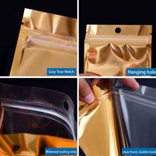 100pcs Resealable Gift Bags For Jewelry Storage, Mini Zipper Colorful Foil Pouches, Polymer Film Sample Bags, Suitable For Party, Food, Candy Storage, Back To School, Valentine's Day And Other Occasions - Gold - View 6