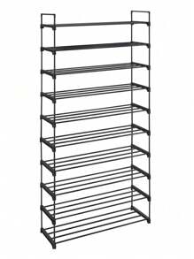 SONGMICS Estante para Zapatos de 10 Niveles, Soporte para Zapatos Alto, Soporte para Zapatos Finos, Almacenamiento de Zapatos, Metal, Ahorro de Espacio, vestidor, Entrada, 30 x 94 x 206 cm, Negro - Negro - Ver 7