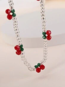 2 件套可爱樱桃和人造珍珠儿童项链和手链套装 - 彩色 - 查看 6