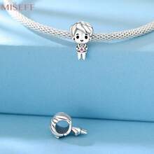 MISEFF Mới 1 Chiếc Bạc Sterling S925 Mặt Dây Chuyền Đẹp, Mặt Dây Chuyền Nam Cỏ Bốn Lá Màu Hồng Tình Yêu Vô Hạn Hạt May Mắn Cho Vòng Tay DIY Phụ Kiện Làm Trang Sức Cao Cấp Quà Tặng Sinh Nhật Thời Trang Quà Tặng Ngày Lễ Tình Nhân - Bạc - Xem 3