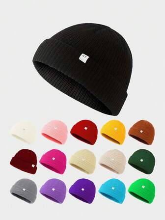 1顶纽约布标针织帽，户外街头风防寒针织帽，休闲百搭冬季保暖帽，适合日常通勤，冬季装备