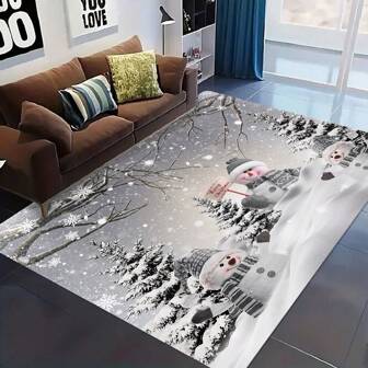 1pc Series White Snowy Landscape Bath Mat, Rectangular, Water Absorbent, Suitable For Kitchen, Bathroom, Living Room Home Decor Christmas Decorations Room Decor Christmas