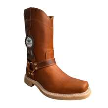 BOTA ESTILO CHOOPER VAQUERA CON ARGOLLAS EN PIEL RODEO CABALLERO MOTOCICLETA CON SUELA ANTI DERRAPE DE HULE - Naranja Quemada - Ver 5