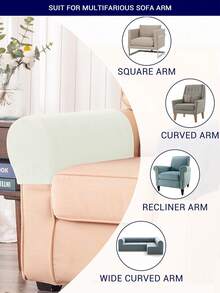 2 Vỏ bọc tay vịn co giãn, làm từ Spandex và nhung ngô, mềm mại và đàn hồi, bảo vệ ghế, ghế sofa, ghế dài - trắng - Xem 5