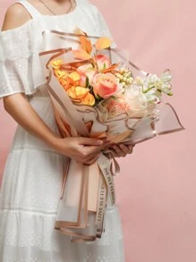 20 tờ/gói Giấy bóng bay Hàn Quốc Milan Paper Space có viền lá vàng, Vật liệu gói hoa giấy mờ chống thấm nước - Màu Khaki - Xem 4