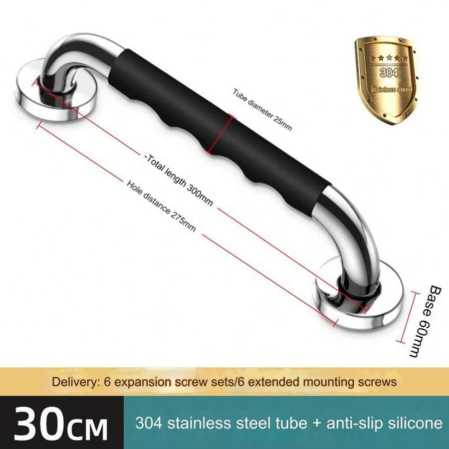 2 Pack 12 Inch Shower Grab Bars With NonSlip Rubber Handles, Bathroom