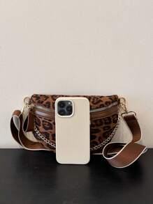 Fashionable Vintage Large Capacity Crocodile Pattern Rhombic Lady's Handbag, Leopard Print Purse For Women Leopard Comeback