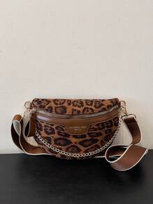 Fashionable Vintage Large Capacity Crocodile Pattern Rhombic Lady's Handbag, Leopard Print Purse For Women Leopard Comeback