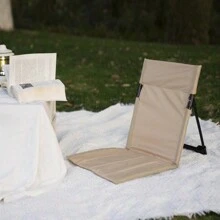 Tragbarer Outdoor Camping Stuhl, Garten Park einzelner lässiger Relaxstuhl mit Rückenlehne und Kissen, Picknick Camping klappbarer Strandsessel