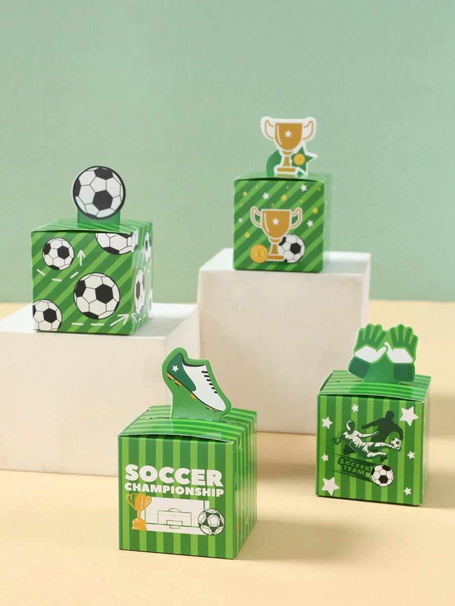 24个装足球主题糖果盒，足球主题礼品包装盒，生日派对装饰，巧克力和饼干包装，派对小礼物，婴儿派对装饰，性别揭晓派对，运动主题派对，返校季，情人节 - 足球 - 查看 1