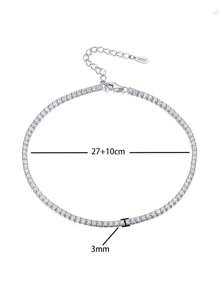 1pc 2mm-3mm Top Quality Hip Hop Four Claw Diamond Tennis Chain Necklace In White Gold Adjustable Clavicle Necklace S925or925 Sterling Silver Shining Light Luxury And High-End Exquisite Fine Jewelry Gifts For Women - Silver - View 17