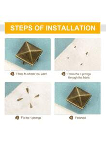 50 PCS Copper Square Pyramid Studs For Clothing Bag Leather Shoes Punk Rock Jewelry Craft, 4 Prong Metal Nailhead Studs Spikes Accessories With Awl(Silver, 8/10/12mm)
