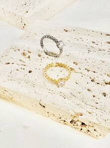 1 szt. Pierścień ze stali nierdzewnej z cyrkonią, odpowiedni do codziennego noszenia