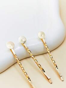 10pcs Round Decor Twist Design DIY Hair Clip Elegant - Gold - View 5
