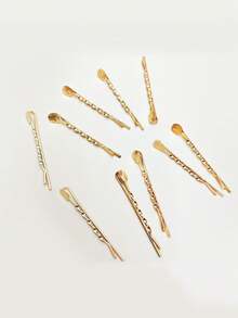 10pcs Round Decor Twist Design DIY Hair Clip Elegant - Gold - View 6