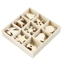 1 Hộp Đồ trang trí cây thông Noel bằng gỗ phong cách đồng quê Mỹ sáng tạo, Phụ kiện trang trí Giáng sinh DIY - Nhiều màu - Xem 3