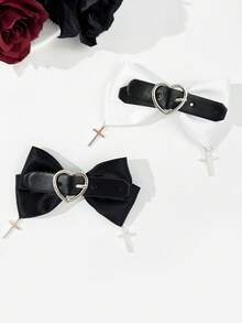 1pc Dark Sweet Cool Punk Love Cross Bow Ribbon Kẹp tóc thời trang nữ Phụ kiện tóc cá nhân - Nhiều màu - Xem 3