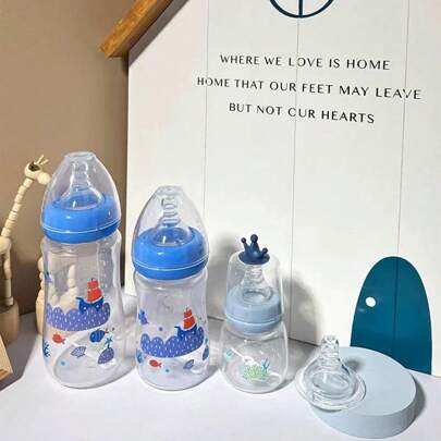 Set de 4 piezas, opciones de colores multicolor de 60ml/180ml/300ml, caja de regalo de alta calidad, a prueba de caídas, a prueba de hinchazón, productos para madres y bebés, color rosa