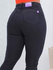 Women's Black Skinny High Waist Jeans New Release 2024 - 黑色 - 查看 9