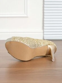 Women Super High Heel Sandals, Sexy Versatile Stilettos With Waterproof Platform And Open Toe - Gold - View 8