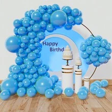 Bộ 139 quả bóng bay cao su nhiều màu đen, xanh lá cây, xanh lam và nhiều màu khác, thích hợp cho sinh nhật, đám cưới, họp mặt gia đình, tiết lộ giới tính, tiệc theo chủ đề, trang trí tiệc và trang trí nhà cửa, được trang bị dây bóng bay và điểm dính - Nhiều màu - Xem 5