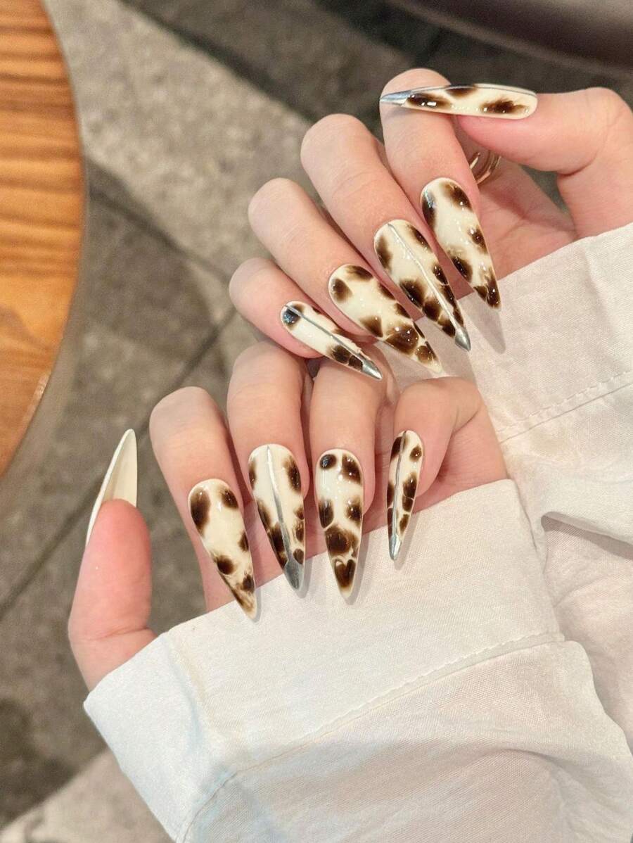 10 Pcs Luxury Handmade Press On Nails Long Stiletto False Nails False