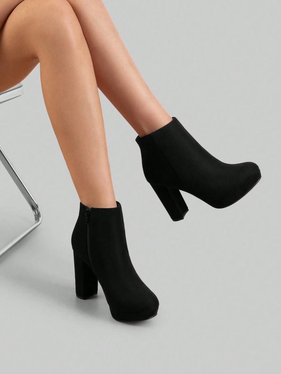 high heel suede ankle boots