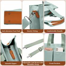 Barsine 女士笔记本电脑包，带口袋，15.6 英寸大号帆布手提包，适合工作旅行，笔记本电脑/保护套/手提包/平板电脑单肩包，手提包，Ipad 包，背包，适合女士/男士/女孩/男孩/女性/男性学生，适合 Mac Book Air/Pro11/13/14/29 英寸，时尚防水/防震轻便书包，适用于办公室旅行商务护士大学/学院必备圣诞节/父亲/母亲/教师礼物，小学/初中/高中，工作通勤外出，带电脑隔层，大容量，便携，简约，多功能，带拉链笔记本电脑配件套