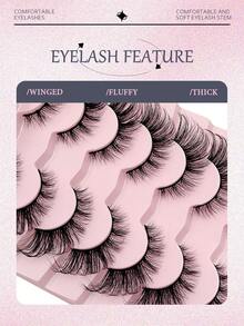 Asiteo 7 Pairs Luxury Cat Eye False Eyelashes - Long, Lightweight, Extended Strip Lashes For Captivating Eye Makeup - Easy To Wear - 眼尾拉長款 - 查看 3