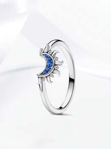 1 pieza Anillo de plata de ley 925 estilo retro y único con diseño de luna para mujer, anillo casual, joyería fina, regalo de fiesta, de cumpleaños, esencial para citas