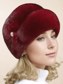 Chic Women's Fluffy Beanie - Thick, Warm Winter Hat With Ear Flaps | Windproof & Stylish | Perfect For New Year Celebrations Winter Hat
