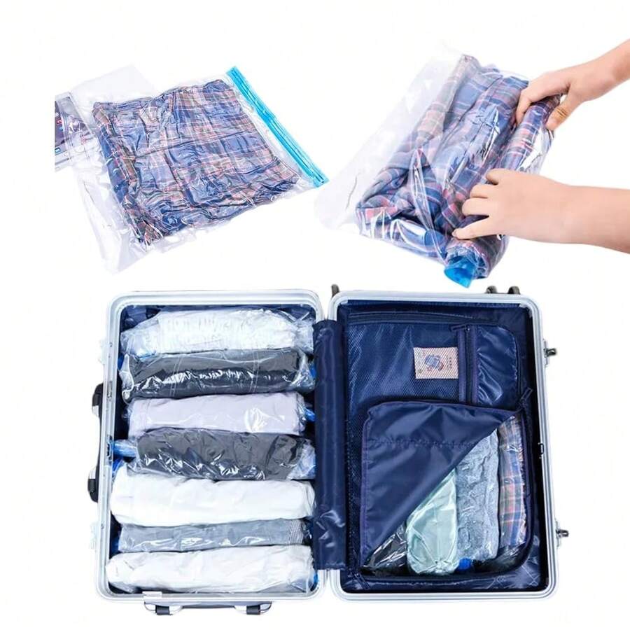 6 Pack Compression Storage Bags For Travel RollUp Space Saver Vacuum